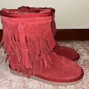 Burgundy Koolaburra By Ugg Fringe Boots